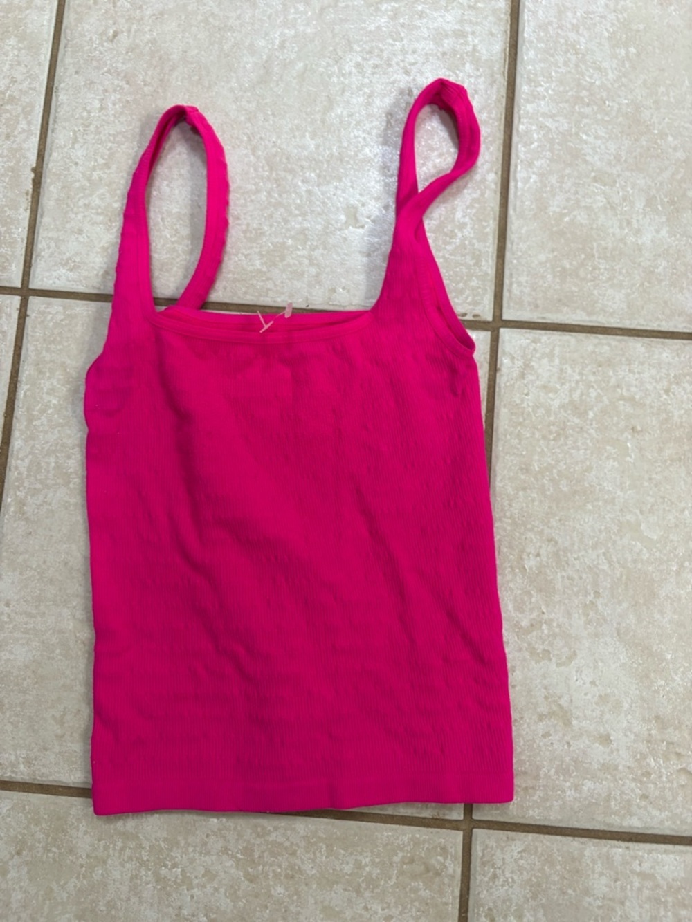 Free People Bright Pink Ribbed Tank